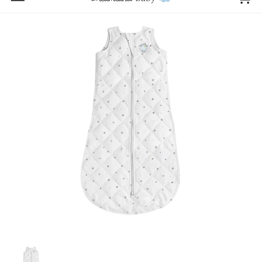 White Quilted Sleep Sack Pajamas with Star Print